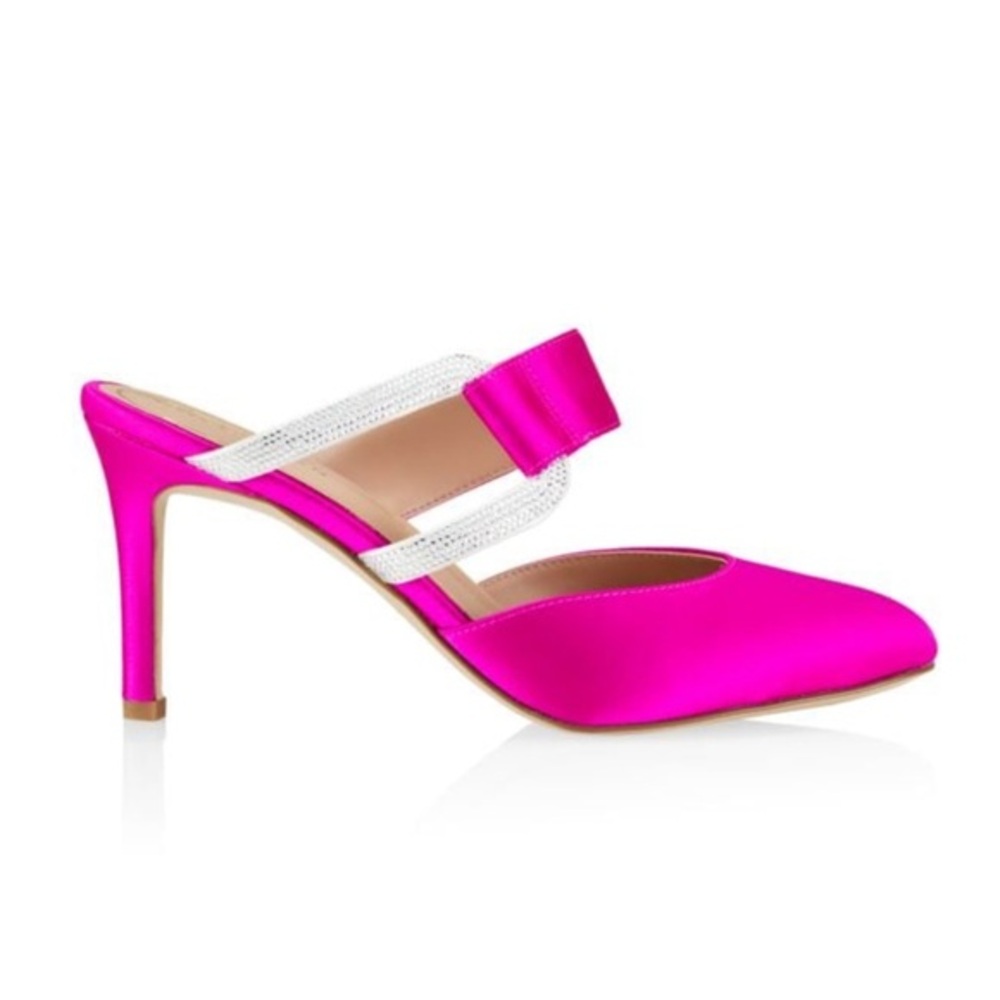 NIB!!  💖 COLE HAAN 🩶 Gabbie Crystal Embellished Satin Mule Heels in Pink size 6